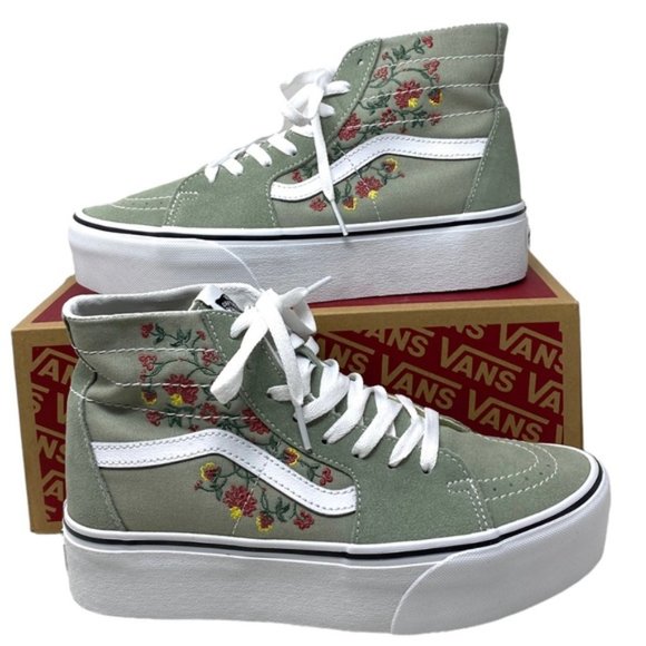 VANS Sk8-Hi Tapered Shoes Platform Women Floral Desert Suede Canvas VN0A7Q5PUDP - Picture 2 of 9